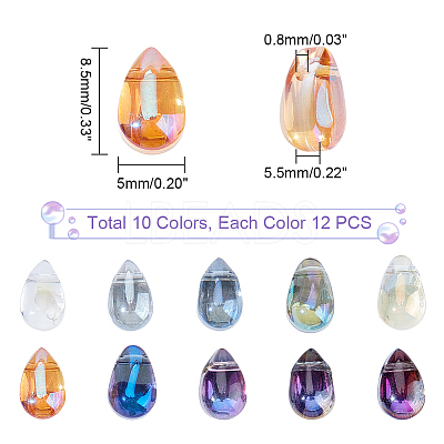 120Pcs 10 Colors Electroplate Glass Beads GLAA-GA0001-50-1