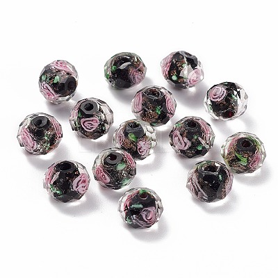 Handmade Gold Sand Lampwork Beads Strands LAMP-R141-10mm-03-1