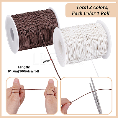 2 Rolls 2 Colors Waxed Cotton Cords YC-PH0001-52G-1
