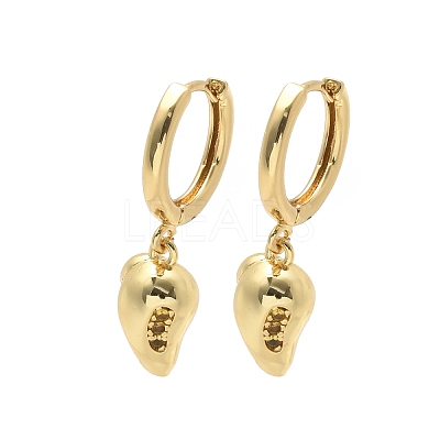 Brass Cubic Zirconia Hoop Earrings EJEW-Q015-01G-F-1