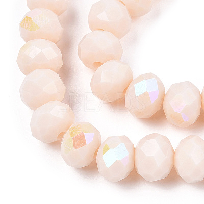 Electroplate Opaque Solid Color Glass Beads Strands EGLA-A034-P6mm-L20-1