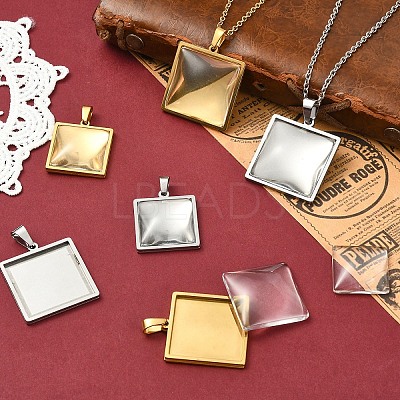 8Pcs 2 Styles 304 Stainless Steel Pendant Cabochon Settings STAS-YW0003-50-1