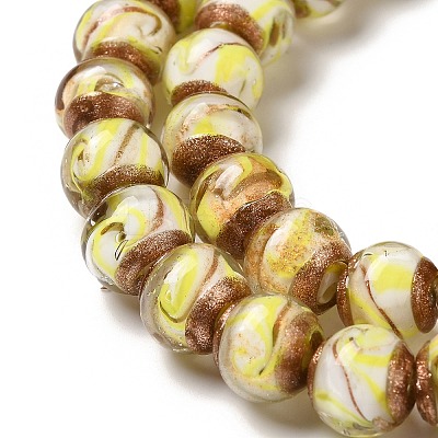 Gold Sand Lampwork Beads Strands LAMP-E036-06B-1
