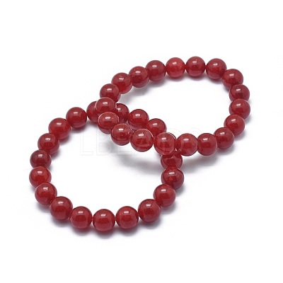 Natural Jade Bead Stretch Bracelets BJEW-K212-B-036-1