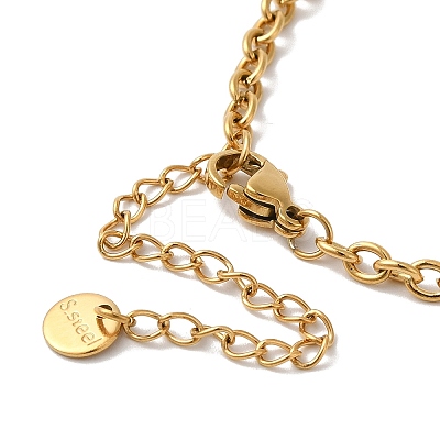 Stainless Steel Heart Link Chain Necklaces for Women NJEW-G145-01G-1
