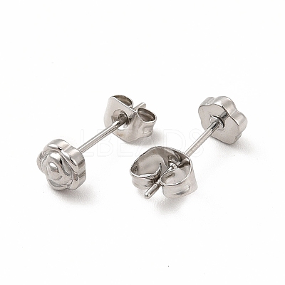 Non-Tarnish 304 Stainless Steel Flower Stud Earrings for Women EJEW-C004-04P-1