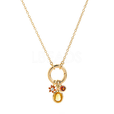 Brass Pave Cubic Zirconia Oval Flower Birth Stone Penant Necklaces with Synthetic Opal for Women WG88A4B-03-1