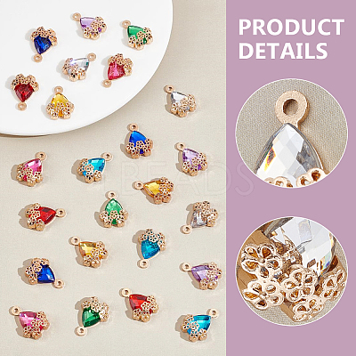 80Pcs 8 Colors Zinc Alloy with Cubic Zirconia Pendants FIND-UN0016-09-1