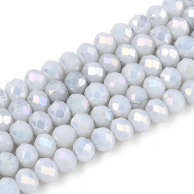 Anti-Tarnish Electroplate Rondelle Glass Beads Strands EGLA-T021-4mm-17-01-1