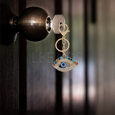 4Pcs 4 Styles Alloy Rhinestone Keychain KEYC-DC0001-21-1