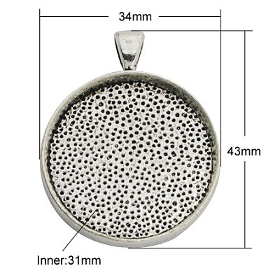 Alloy Pendant Cabochon Settings PALLOY-A13349-AS-NR-1