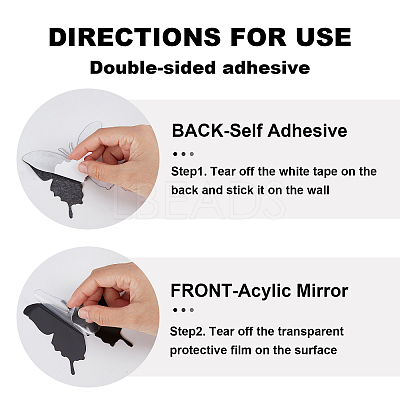 1 Set Plastic Mirror Wall Stickers AJEW-CN0001-65A-1