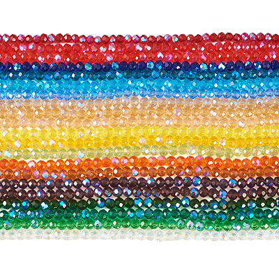 21 Strands 21 Colors Electroplate Glass Beads Strands EGLA-TA0003-07-1