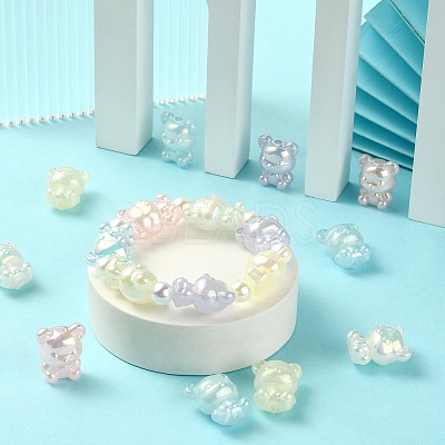 60Pcs 6 Colors UV Plating Rainbow Iridescent Acrylic Beads PACR-CJ0001-22-1