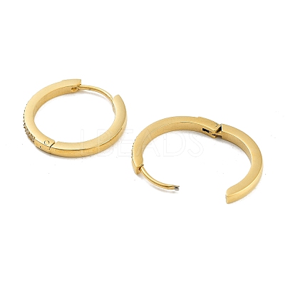Ion Plating(IP) 304 Stainless Steel Micro Pave Clear Cubic Zirconia Huggie Hoop Earrings EJEW-C096-01G-G-1