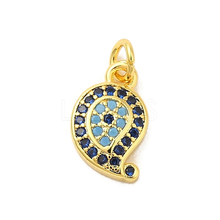 Real 18K Gold Plated Rack Plating Brass Micro Pave Cubic Zirconia Pendants Charms KK-S396-01H-1