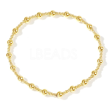 Bohemia Brass Round Beaded Stretch Bracelets TK0566-17-1