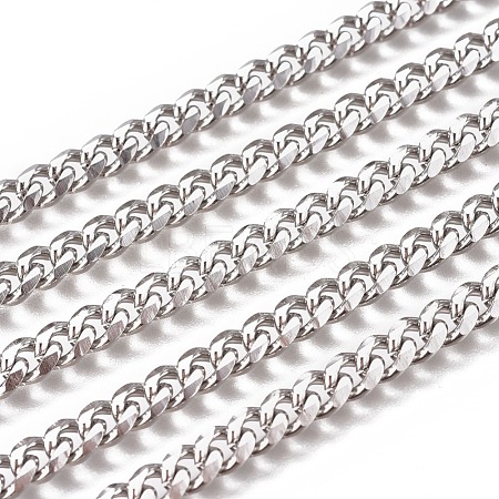 Non-Tarnish Handmade 304 Stainless Steel Cuban Link Chains STAS-F229-07B-P-1