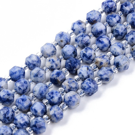 Natural Blue Spot Jasper Beads Strands X-G-R482-07-8mm-1