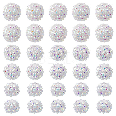 30Pcs 3 Styles Acrylic & Resin with Rhinestone Round Beads OACR-PH0004-27-1
