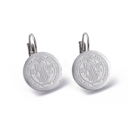 Religion Theme 304 Stainless Steel Leverback Earrings EJEW-I239-07P-1