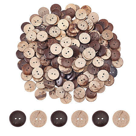 200Pcs 2-Hole Coconut Buttons COCO-GO0001-01-1