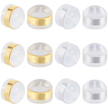 20Pcs 2 Colors Brass Rings Silicone Ear Nuts SIL-BBC0001-03-1