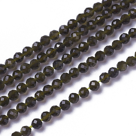 Natural Golden Sheen Obsidian Beads Strands X-G-F596-17-2mm-1