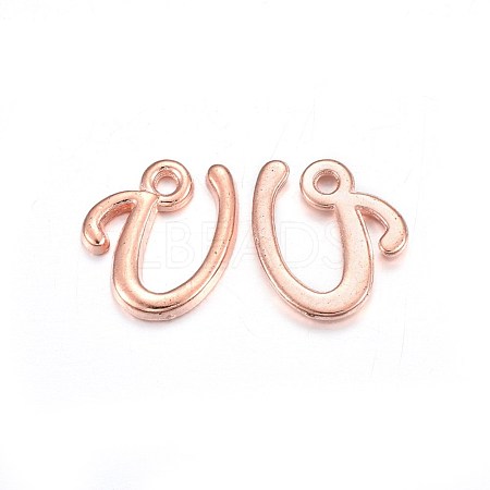 Rose Gold Plated Alloy Letter Pendants X-PALLOY-J718-01RG-U-1