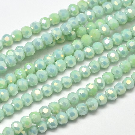 Faceted Round Full Rainbow Plated Electroplate Glass Beads Strands X-EGLA-J130-FR02-1