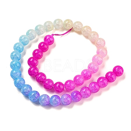 Spray Painted Crackle Glass Beads Strands DGLA-C002-10mm-05-1