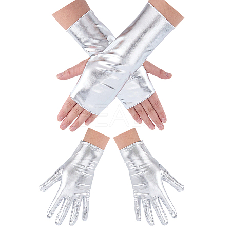 2 Pairs 2 Styles PU Leather Gloves AJEW-CL0003-16A-1