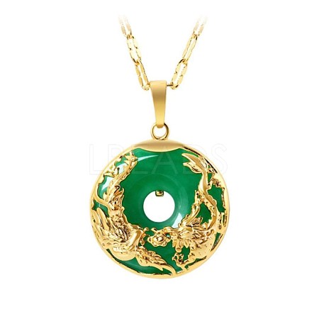 Donut with Dragon Pendant Necklaces SJEW-BB66513-B-1