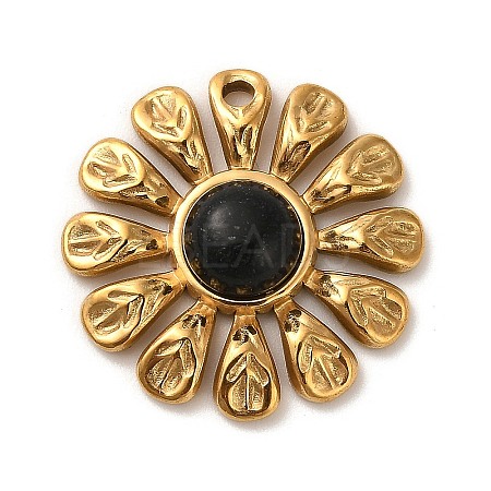 Natural Obsidian Flower Pendants SATA-R009-05G-01-1