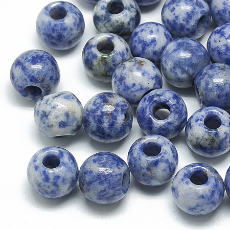 Natural Blue Spot Jasper Beads X-G-T092-14mm-11-1