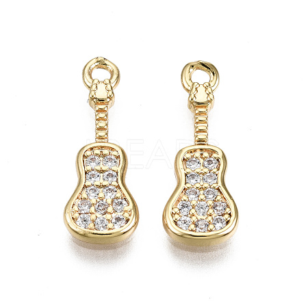 Brass Micro Pave Clear Cubic Zirconia Pendants X-KK-T056-56G-NF-1