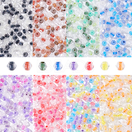 8 Bags 8 Colors Rhombus Transparent Glass Beads GLAA-PH0004-16-1