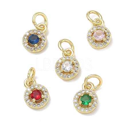 Brass Micro Pave Cubic Zirconia with Glass Charms CU-CBA765A-02G-1