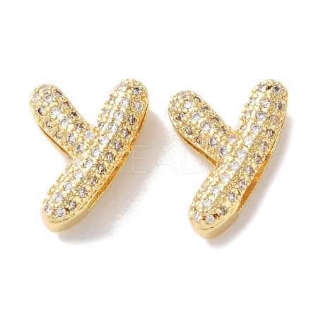 Rack Plating Brass Micro Pave Cubic Zirconia Slide Charms KK-C084-34G-Y-1