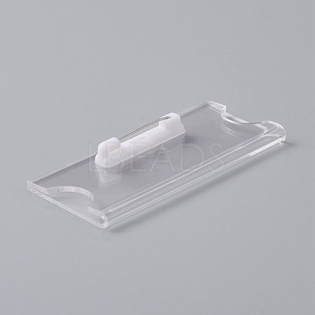Transparent Acrylic Rectangle ID Card Sleeves Brooch Finding FIND-WH0108-54-1