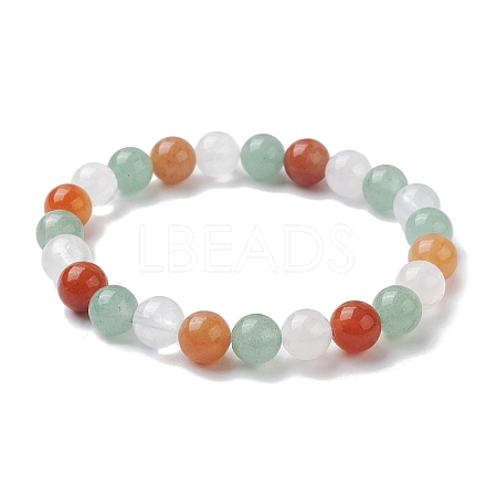 Natural Mixed Gemstone Round Beaded Stretch Bracelets for Women BJEW-JB10086-03-1