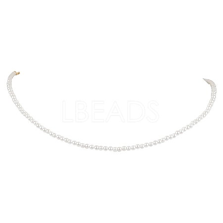 3mm Rond Natural Shell Pearl Beaded Necklace for Women NJEW-JN05077-1