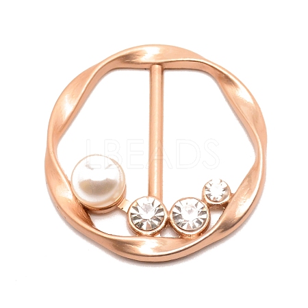 Flat Round Alloy Resin Imitation Pearl Slide Buckles JEWB-TAC0003-02B-1