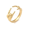 304 Stainless Steel Rock & Roll Hand Gesture Cuff Rings for Women Men RJEW-B118-02G-4
