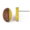 Resin & Walnut Wood Stud Earring Findings MAK-N032-004A-A03-4