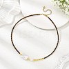 Rectangle Natural Baroque Keshi Pearl and Faceted Round Natural Tiger Eye Beaded Necklaces for Women NJEW-JN06682-01-1