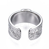 Non-Tarnish 304 Stainless Steel Open Cuff Finger Ring Cabochon Settings X-STAS-T060-05P-2