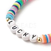 30Pcs 30 Style Polymer Clay Heishi Beaded Stretch Bracelets Set with Inspiration Word BJEW-JB07593-6
