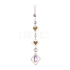 Iron Rhmobus & Heart AB Color Chandelier Decor Hanging Prism Ornaments HJEW-M002-17G-1