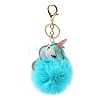 Imitation Rex Rabbit Fur Ball & PU Leather Unicorn Pendant Keychain KEYC-K018-01KCG-01-1